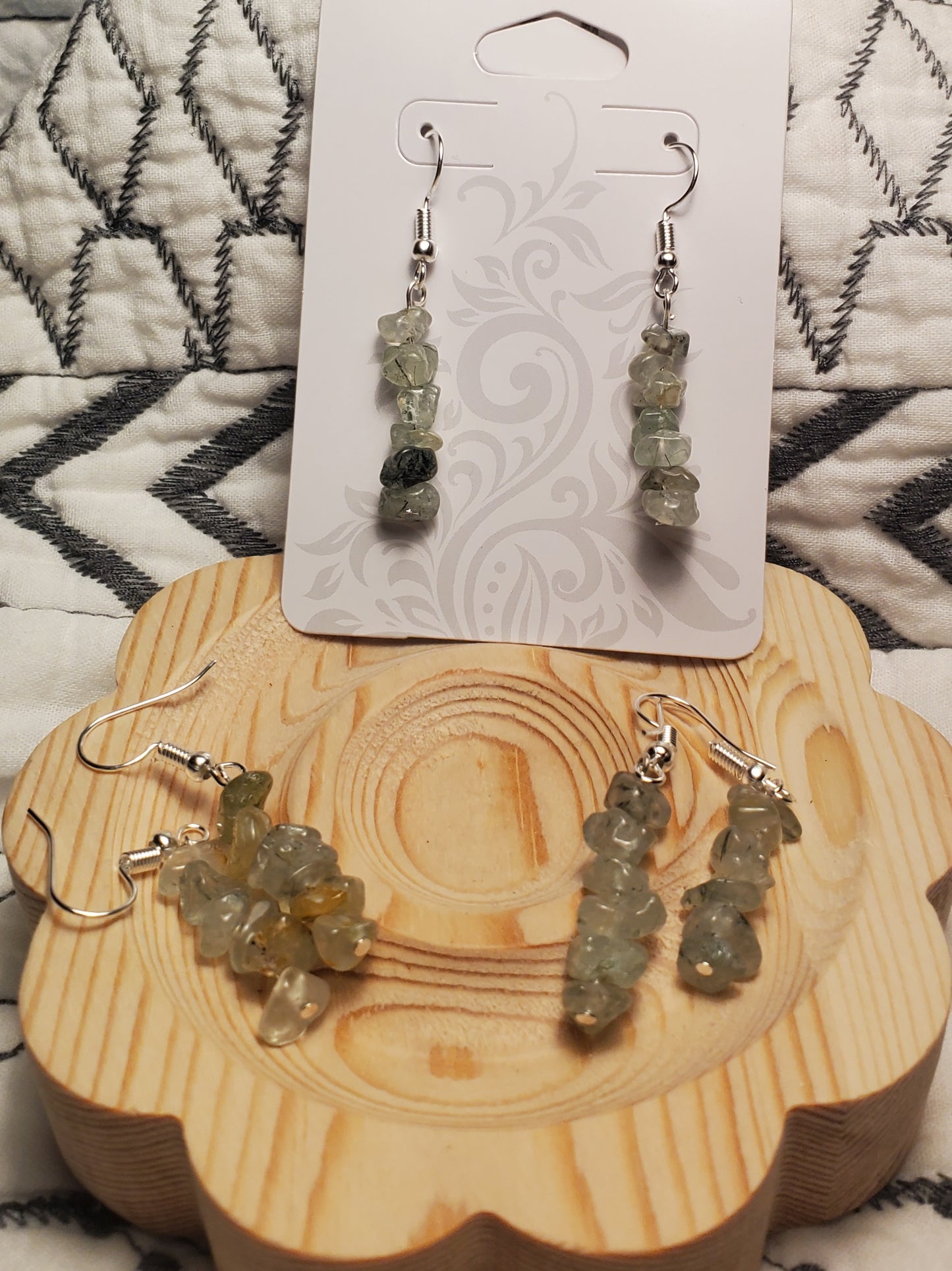 Prehnite Chippy - Prehnite - Crystal Chip Earrings