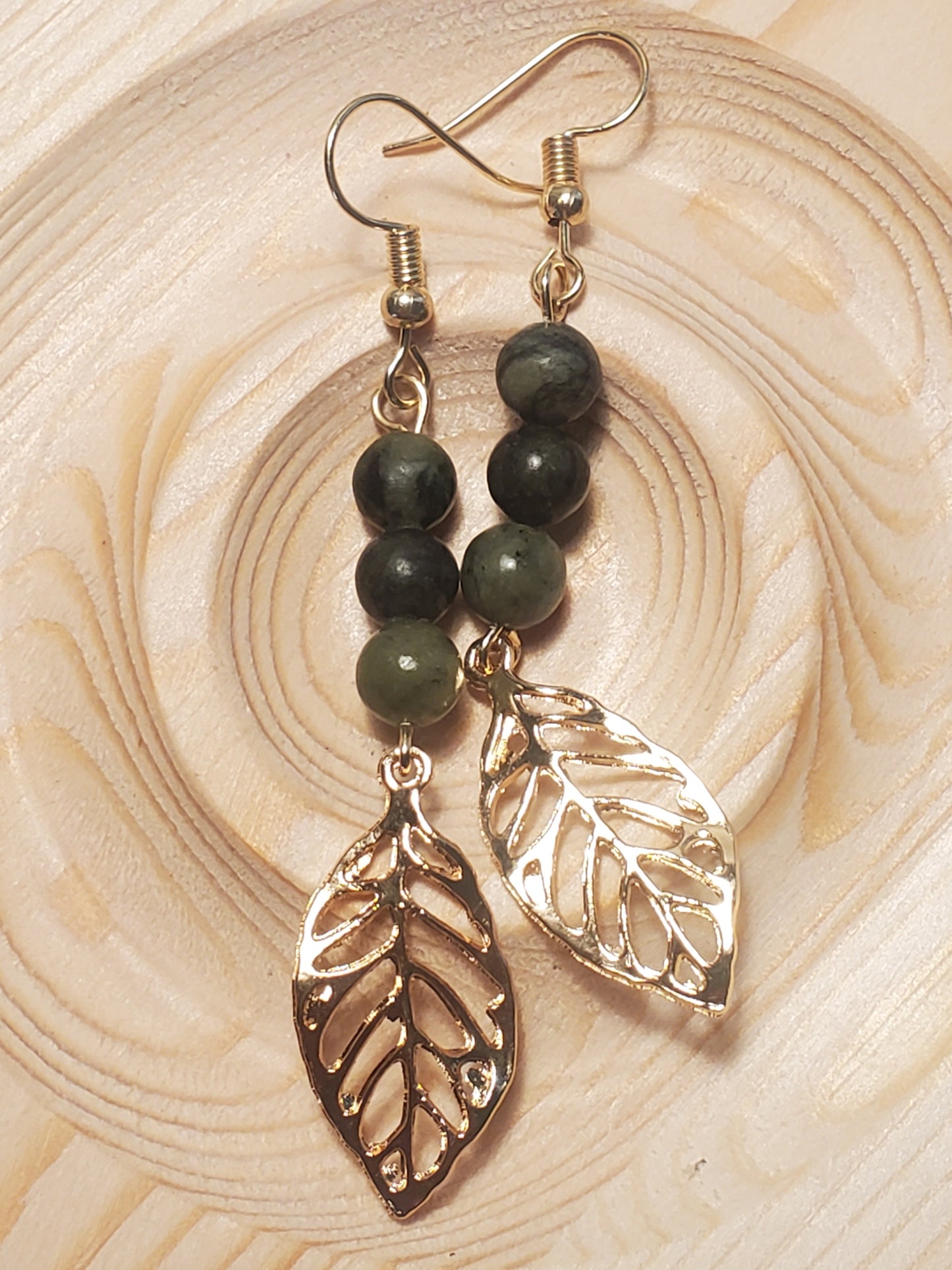 Jade Leaf Dangle Earrings - Crystal Earrings