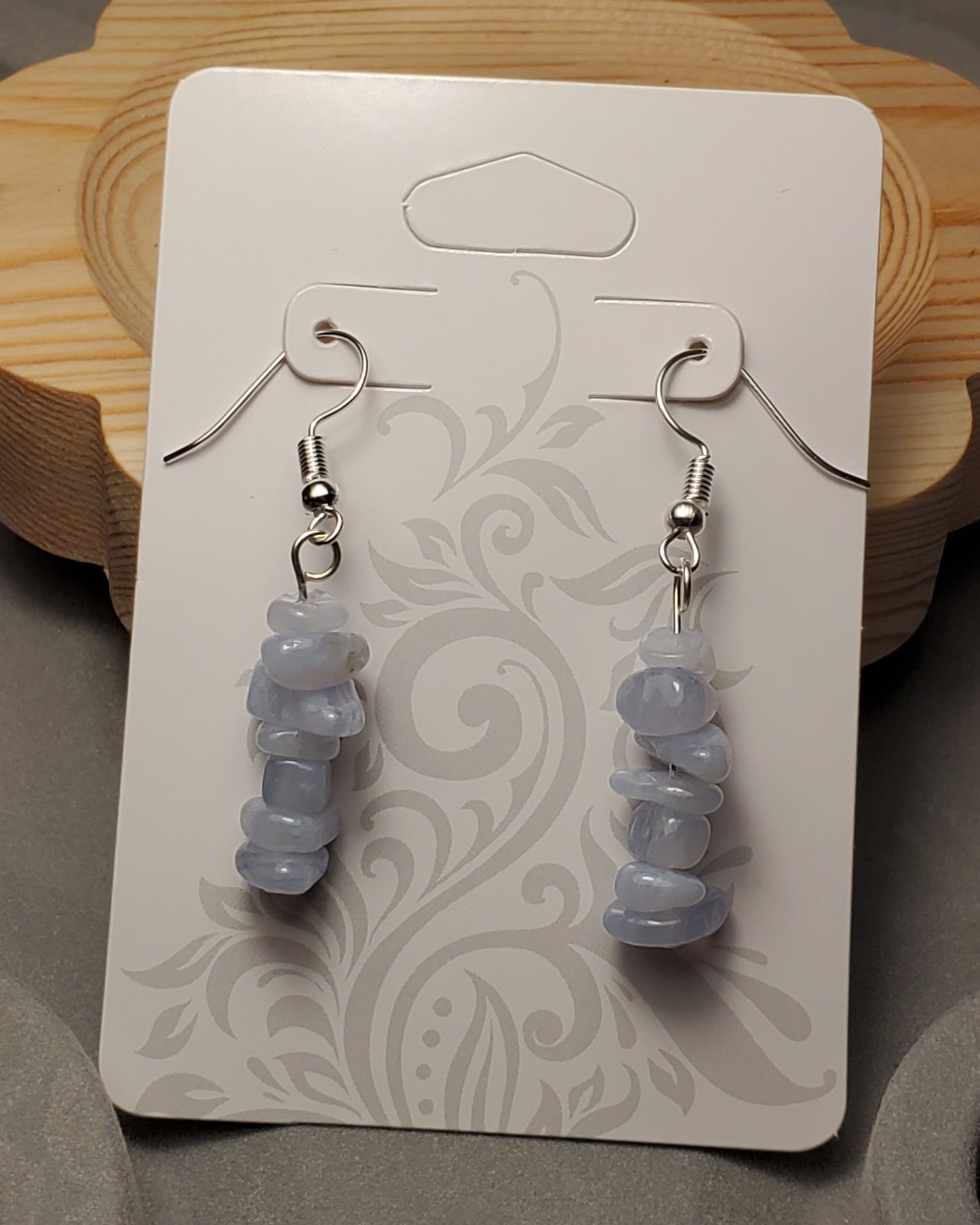 Blue Lace Agate Chippy - Crystal Chip Earrings