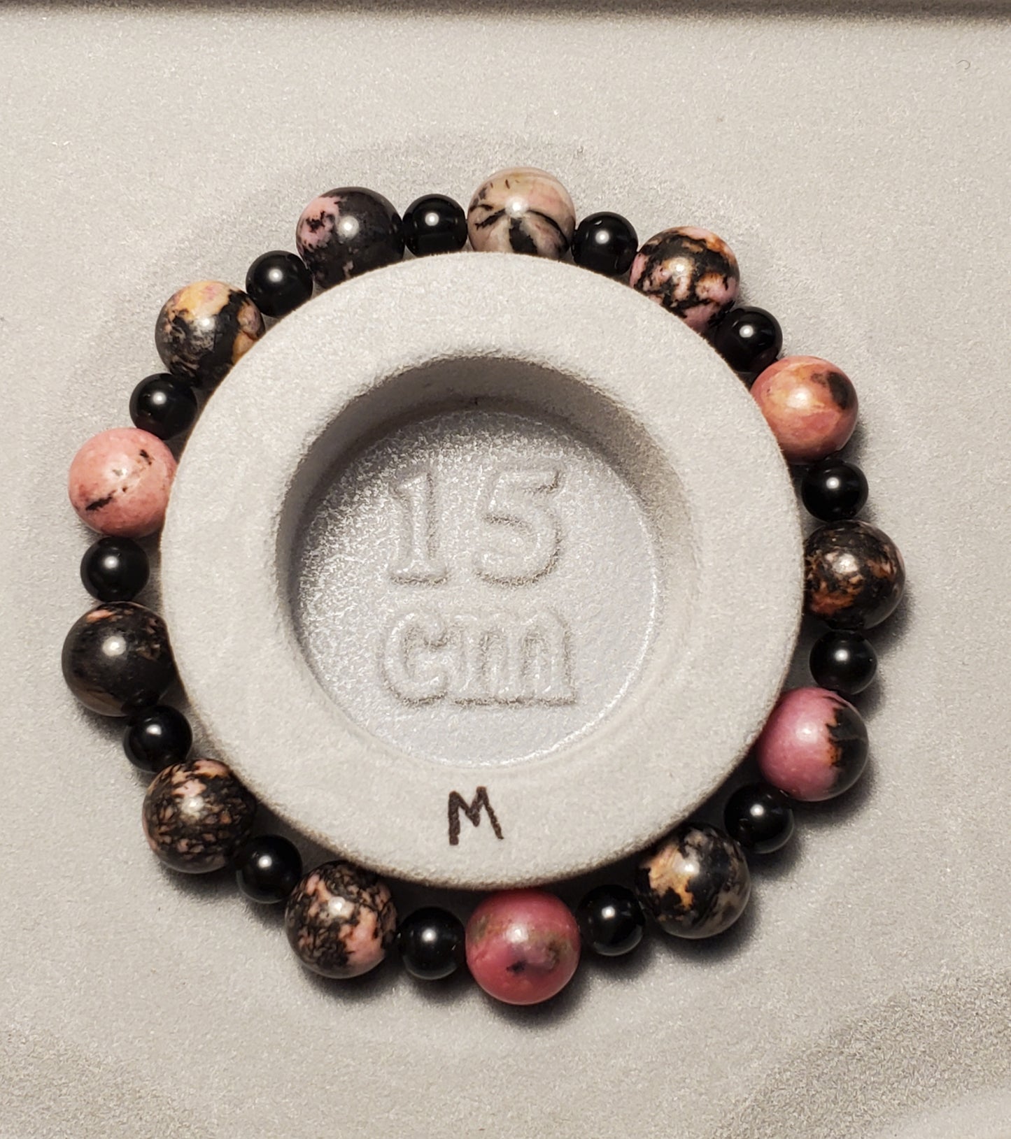 Rhodonite & Black Agate - Crystal Bead Bracelet