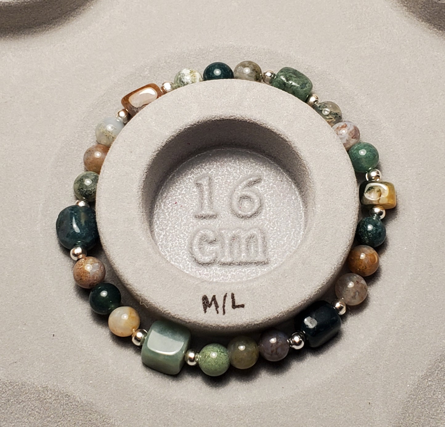 All Natural Cubed - Indian Agate - Crystal Bead Bracelet