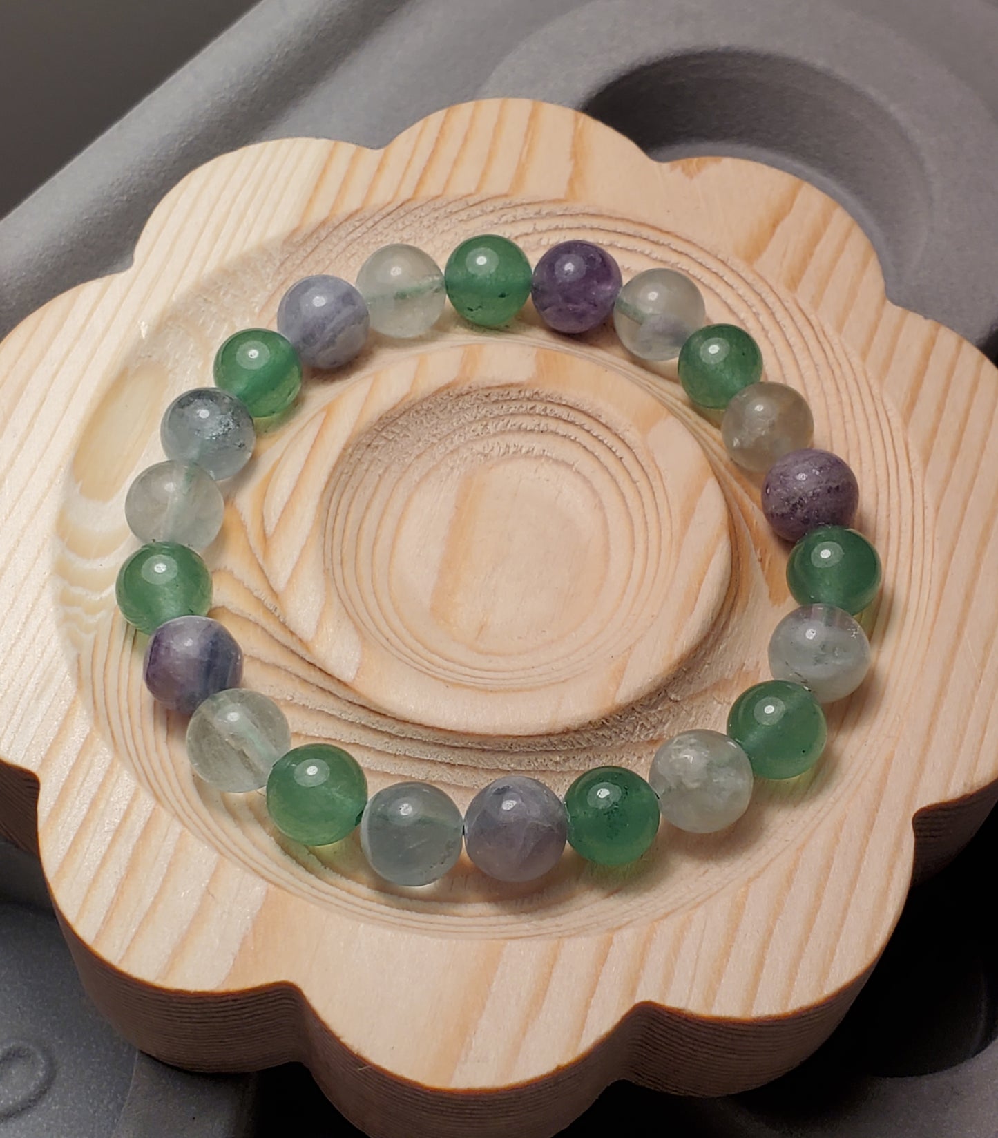 Cloudy Fluorite w/ Green Aventurine - Crystal Bead Bracelet
