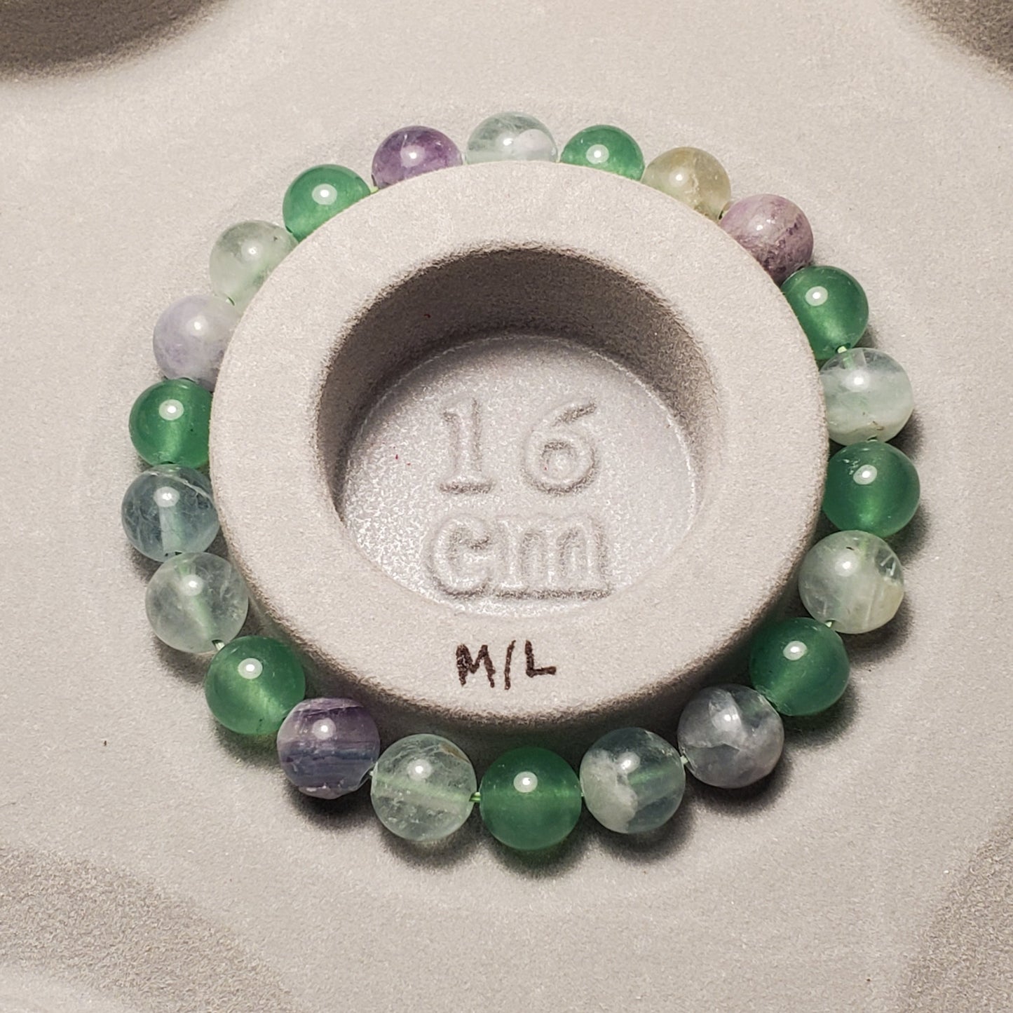 Cloudy Fluorite w/ Green Aventurine - Crystal Bead Bracelet