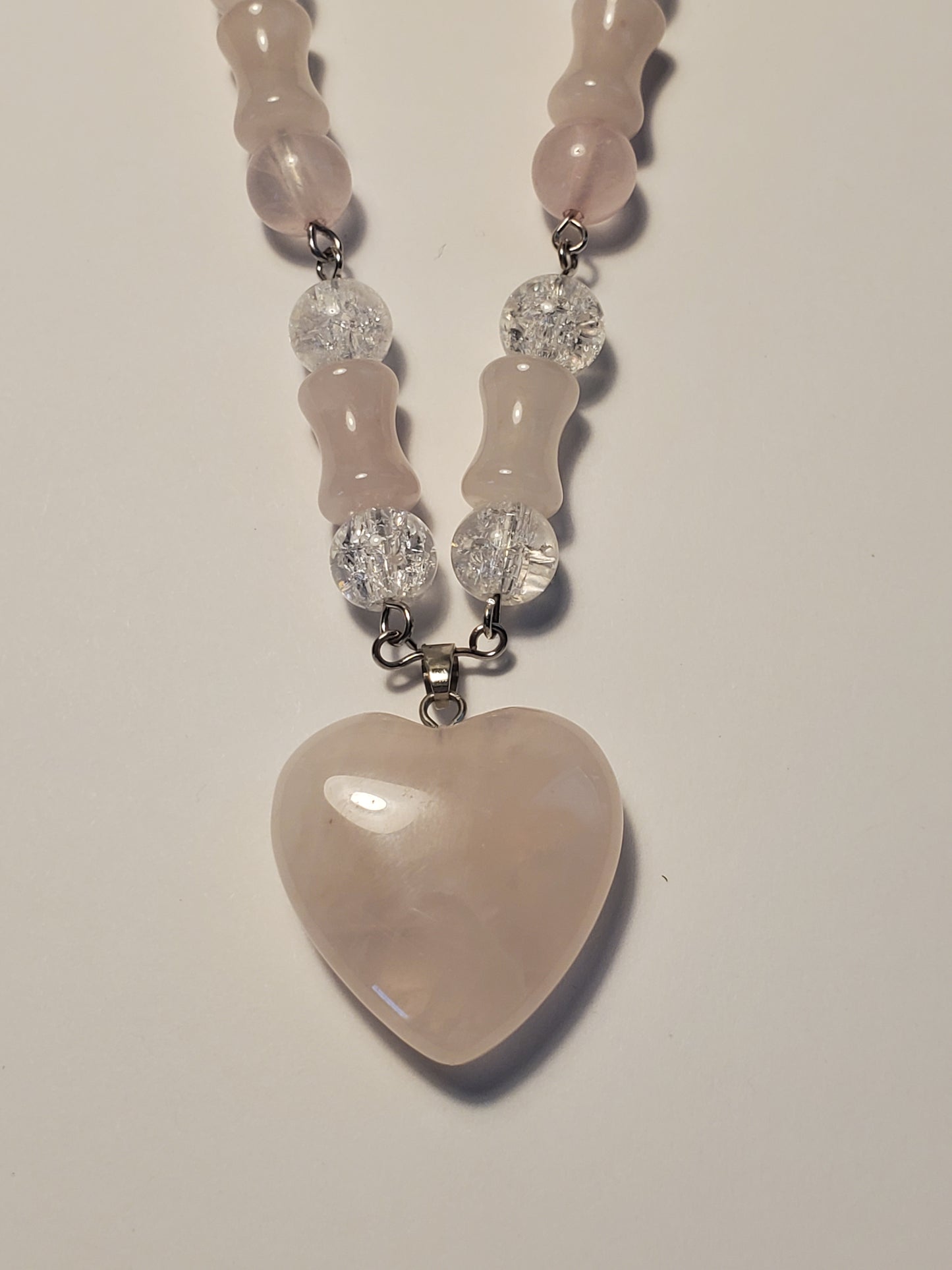 Rose Quartz Heart Carving ~ Crystal Car Charm