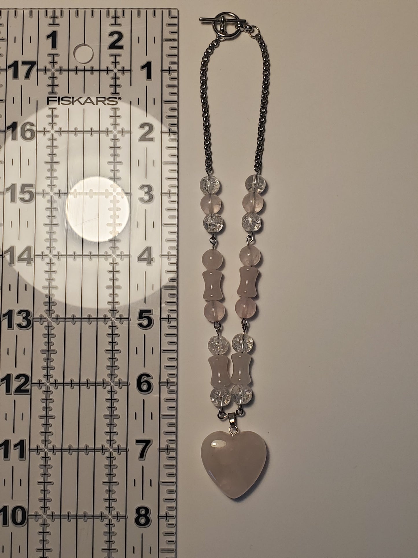 Rose Quartz Heart Carving ~ Crystal Car Charm