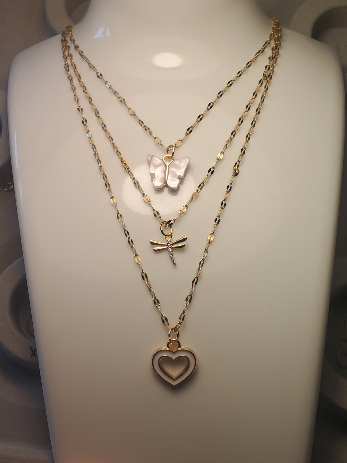 Butterfly 16" Gold Stainless Steel Necklace