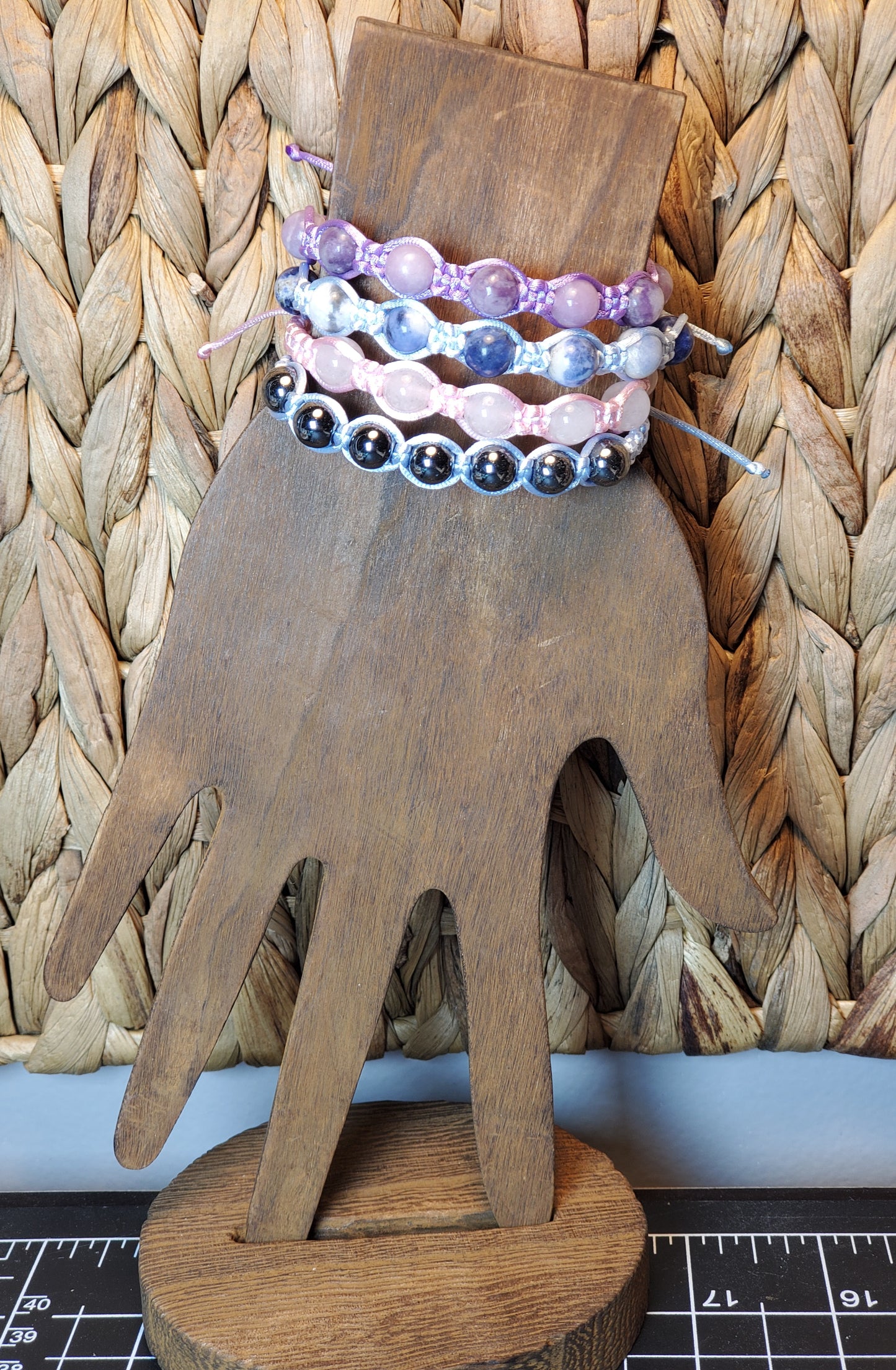 8mm Beaded Macrame Bracelet - Light Color Thick Cord