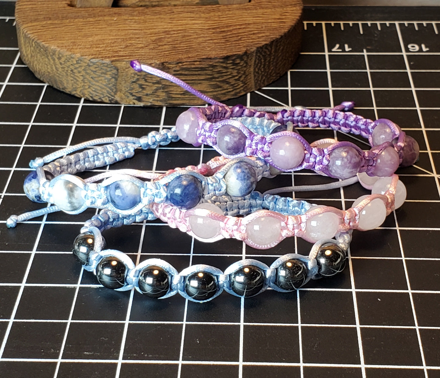 8mm Beaded Macrame Bracelet - Light Color Thick Cord