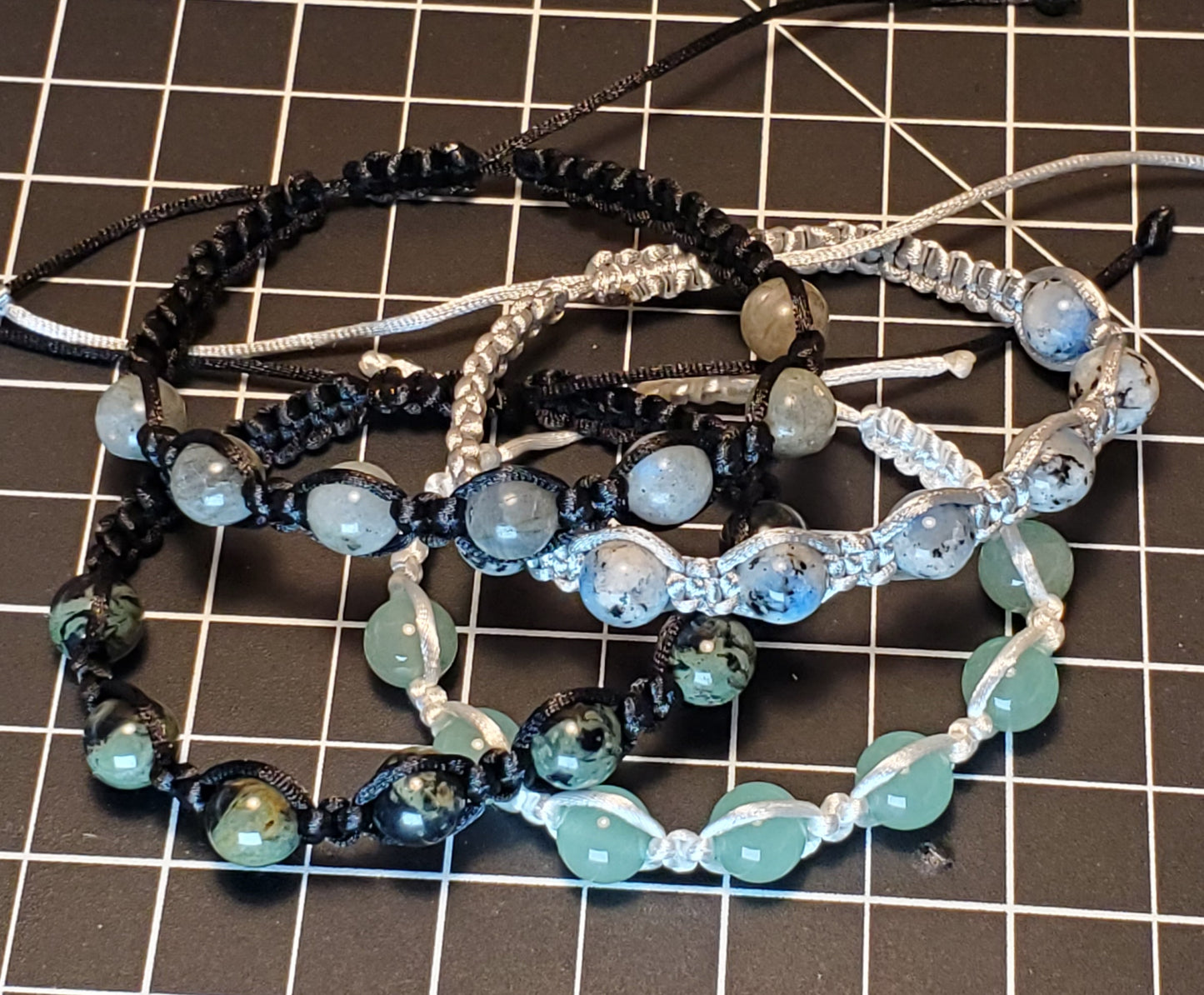 8mm Beaded Macrame Bracelet - Neutral Color Thick cord