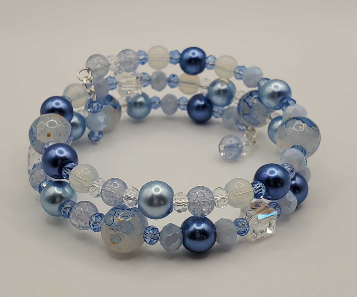 Beyond Blue Double Wrap Memory Wire Bracelet