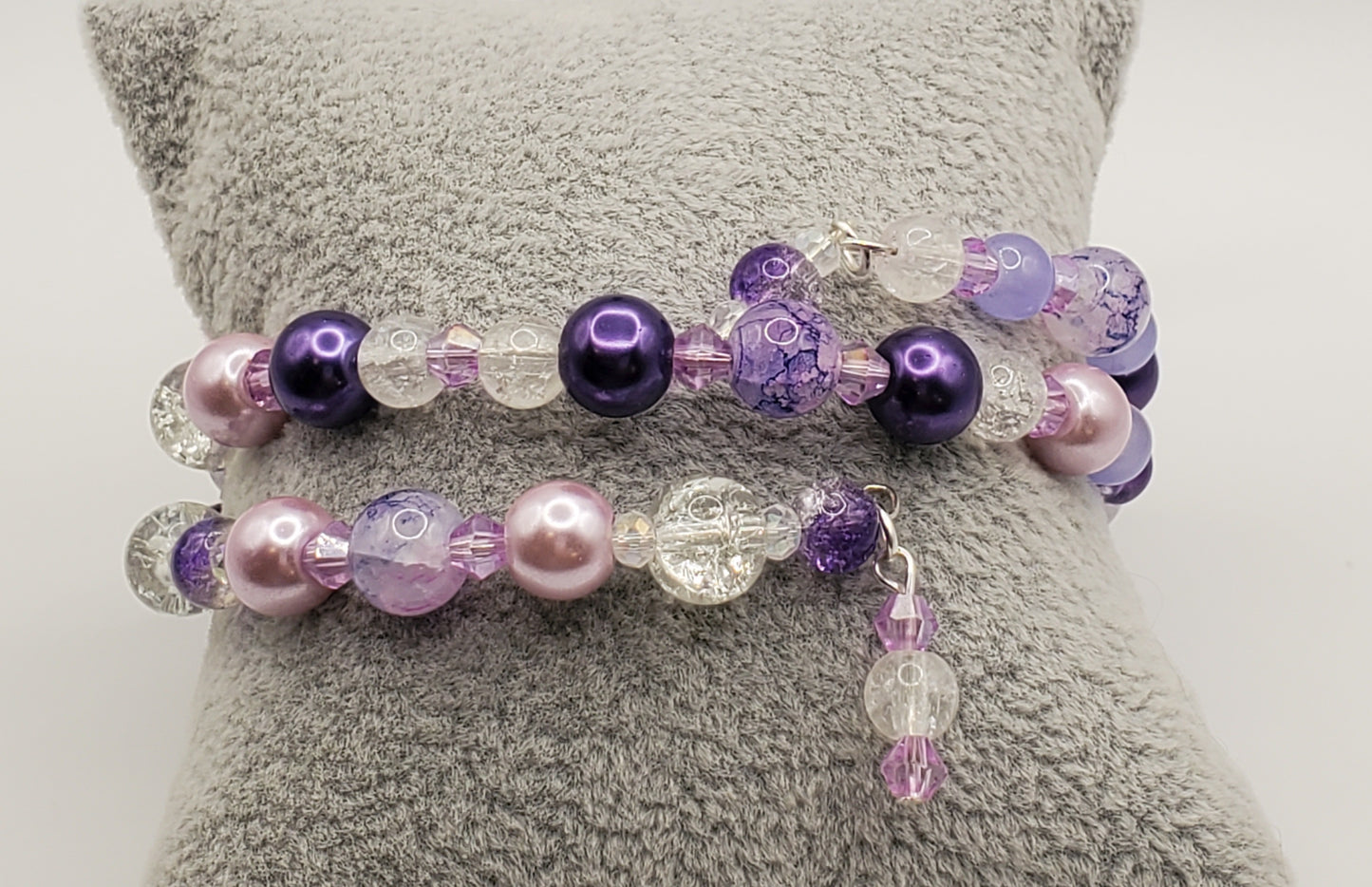 Pleasantly Purple Double Wrap Memory Wire Bracelet