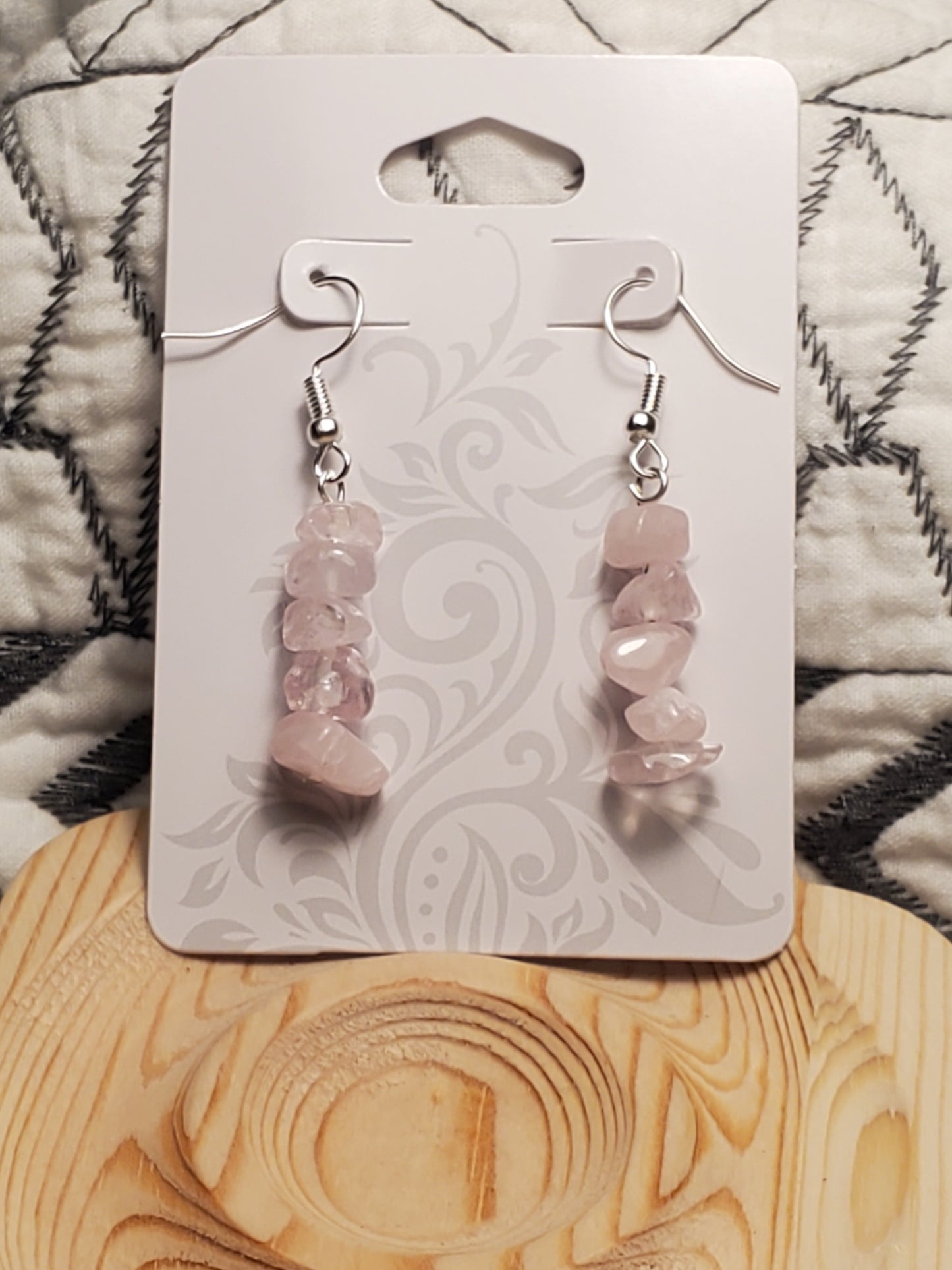 Rose Chippy - Rose Quartz - Crystal Chip Earrings