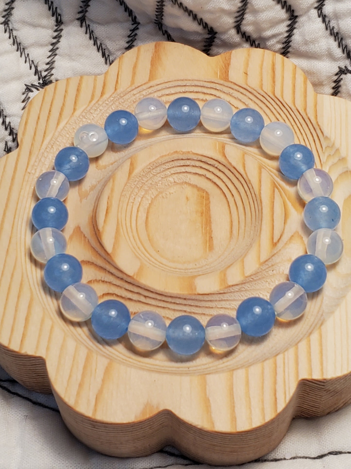 Blue Sky - Blue Jade & Opalite - Crystal Bead Bracelet