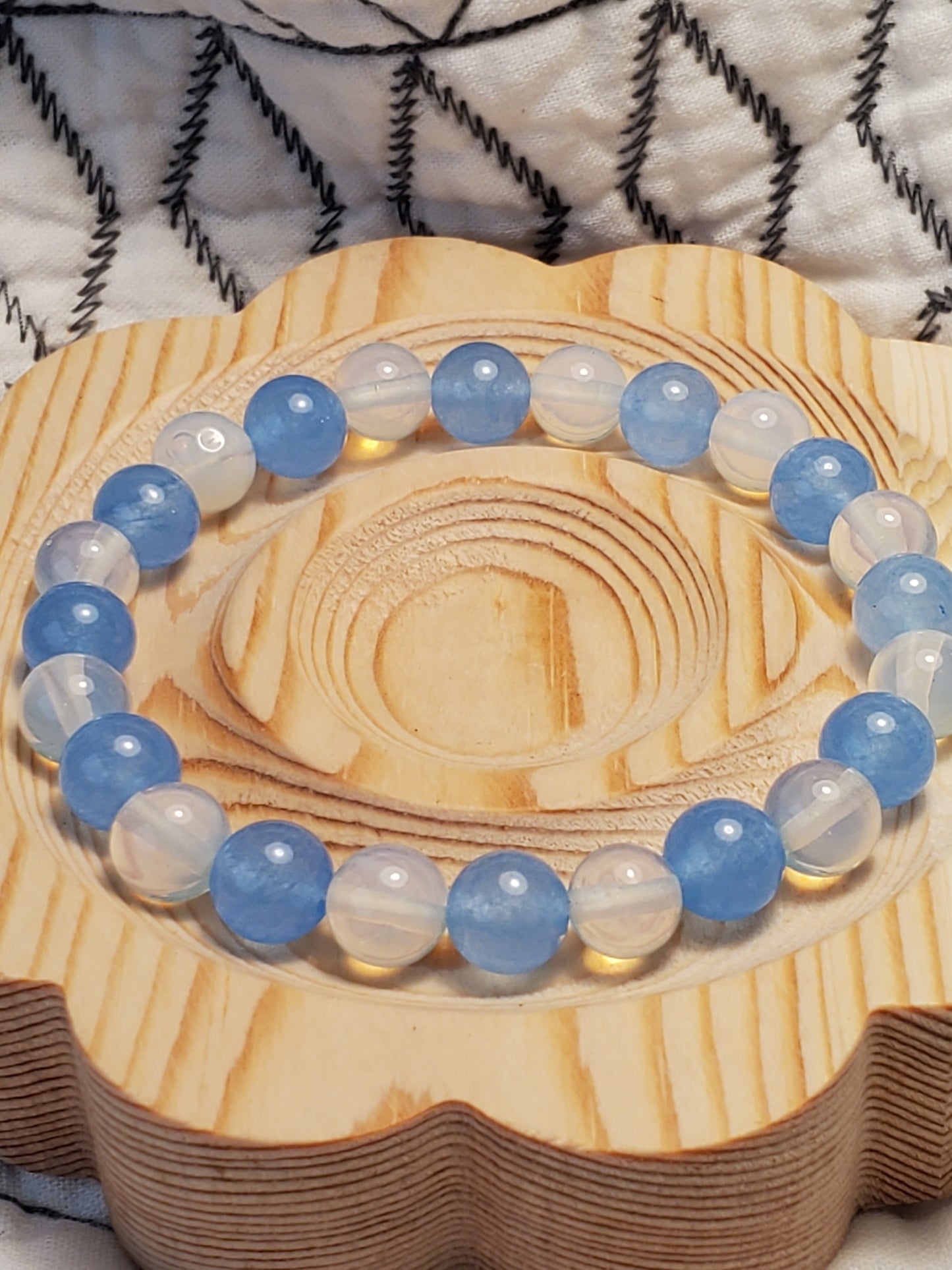 Blue Sky - Blue Jade & Opalite - Crystal Bead Bracelet