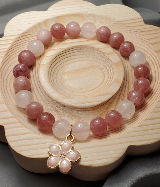 Maya Papaya - Jade & Rose Quartz - Crystal Bead Bracelet