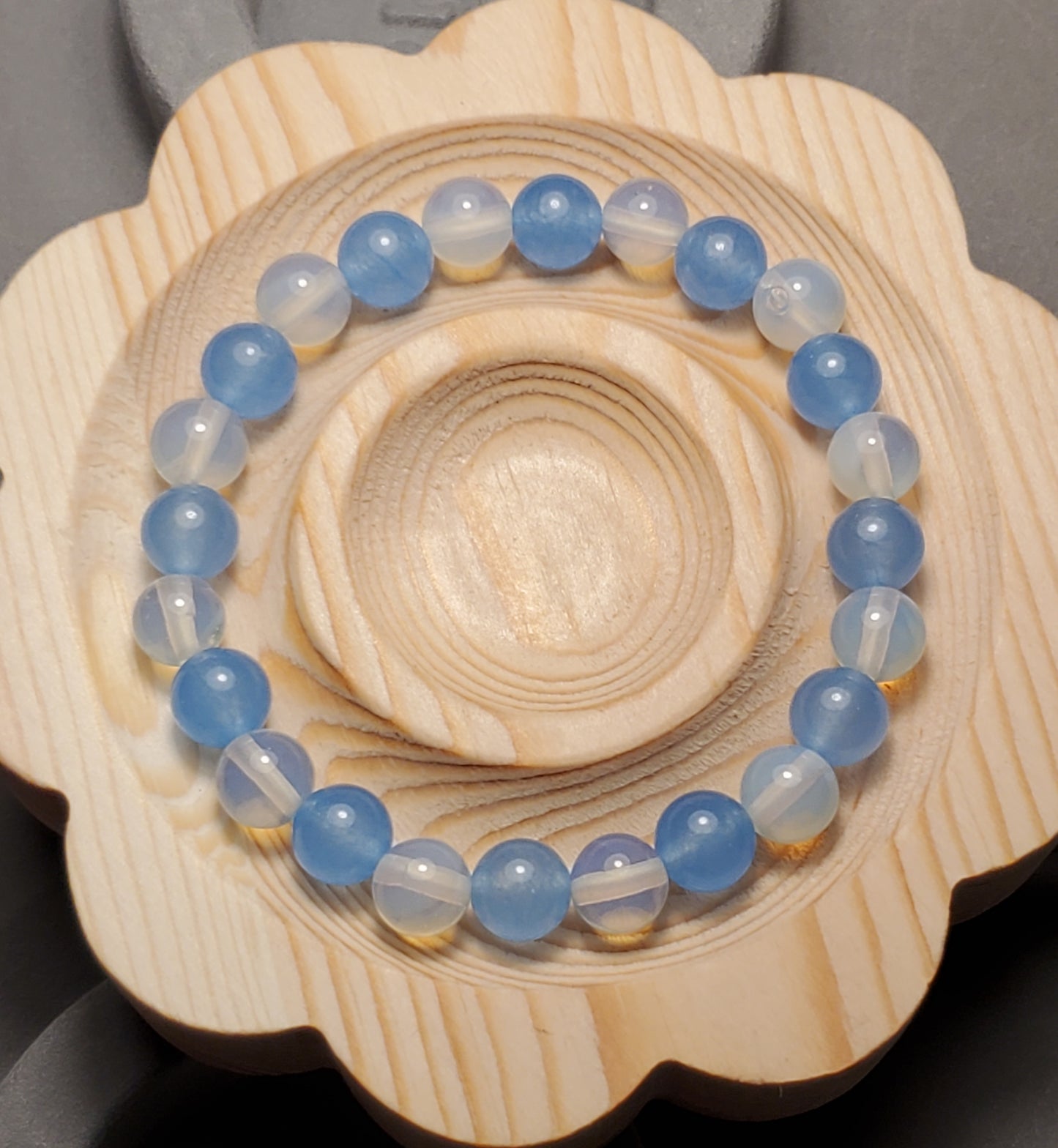 Blue Sky - Blue Jade & Opalite - Crystal Bead Bracelet