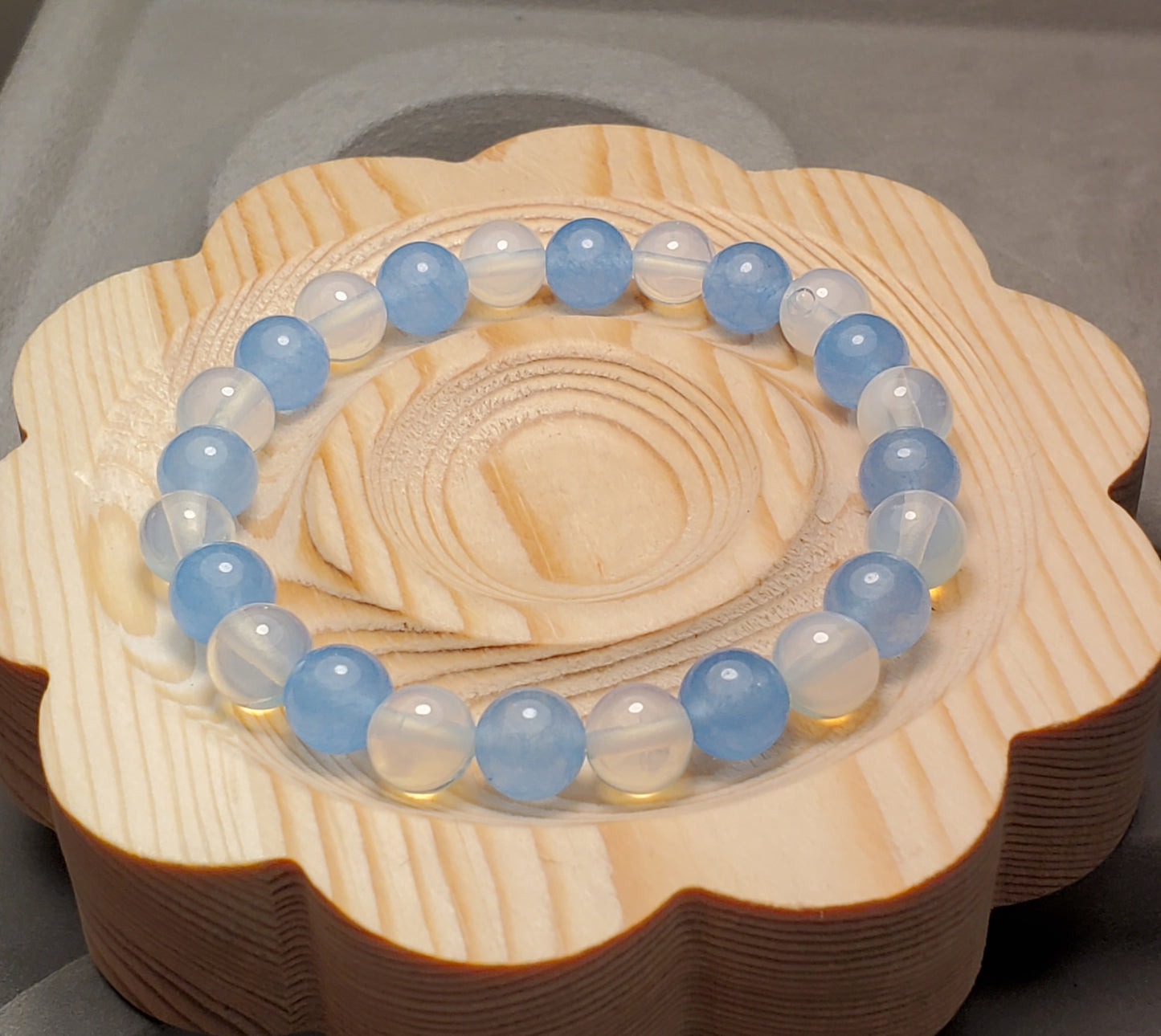 Blue Sky - Blue Jade & Opalite - Crystal Bead Bracelet