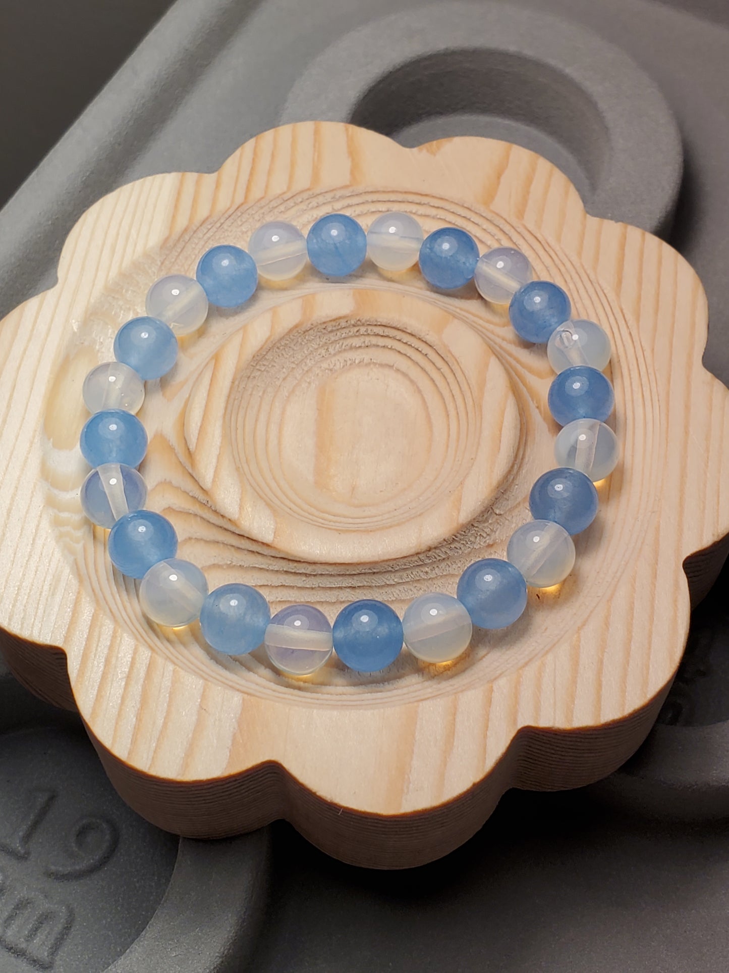 Blue Sky - Blue Jade & Opalite - Crystal Bead Bracelet