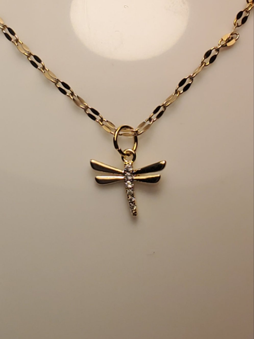 Dainty Dragonfly 16" Gold Stainless Steel Necklace