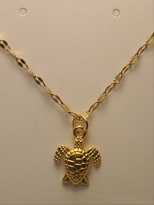 Sea Turtle 16" Gold Stainless Steel Necklace
