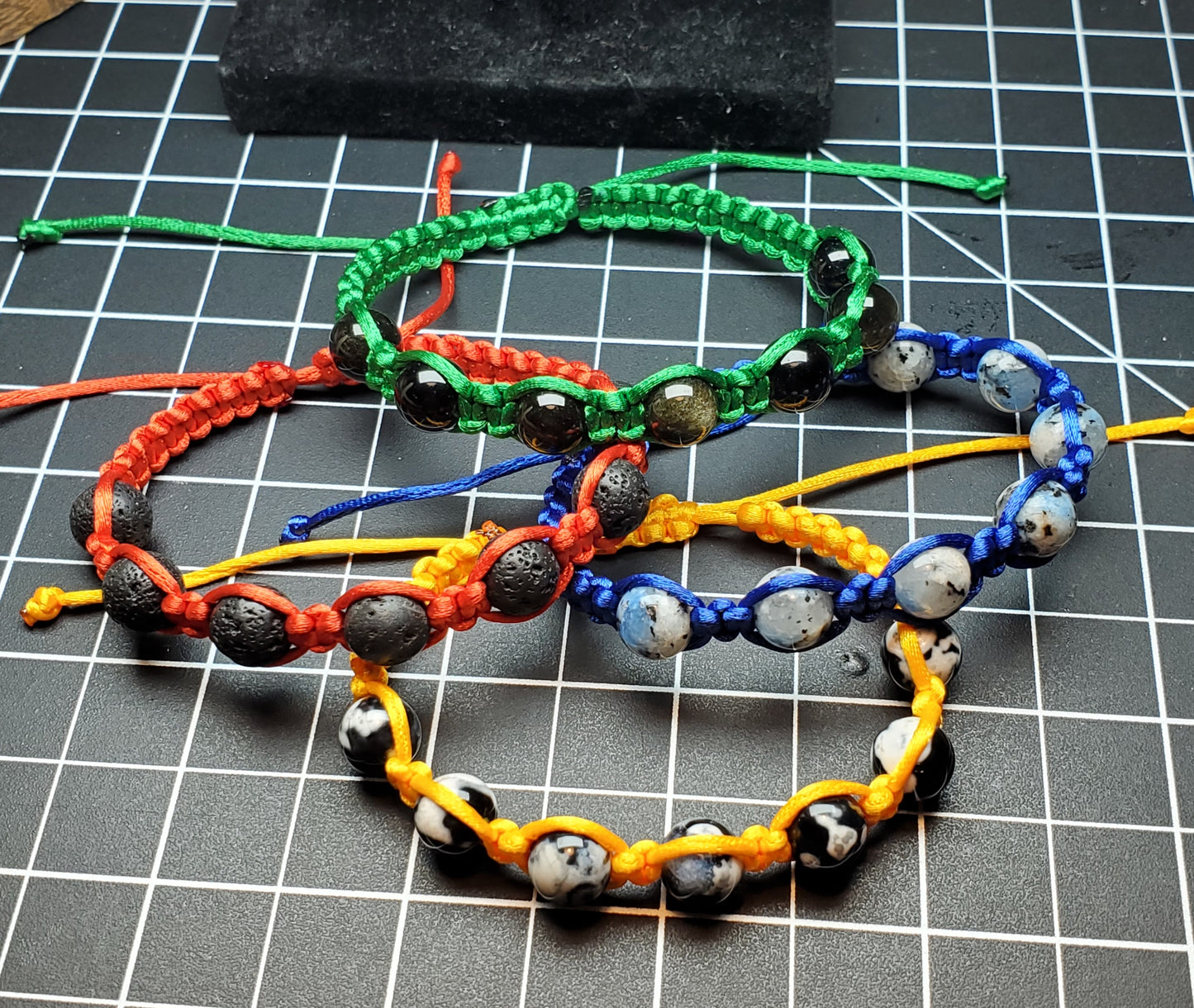 8mm Beaded Macrame Bracelet - Classic Color Cord Thick