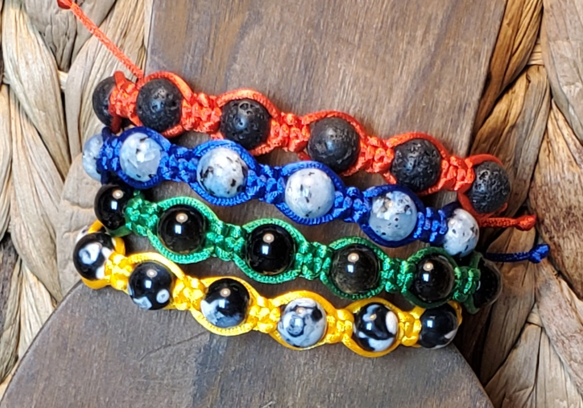 8mm Beaded Macrame Bracelet - Classic Color Cord Thick