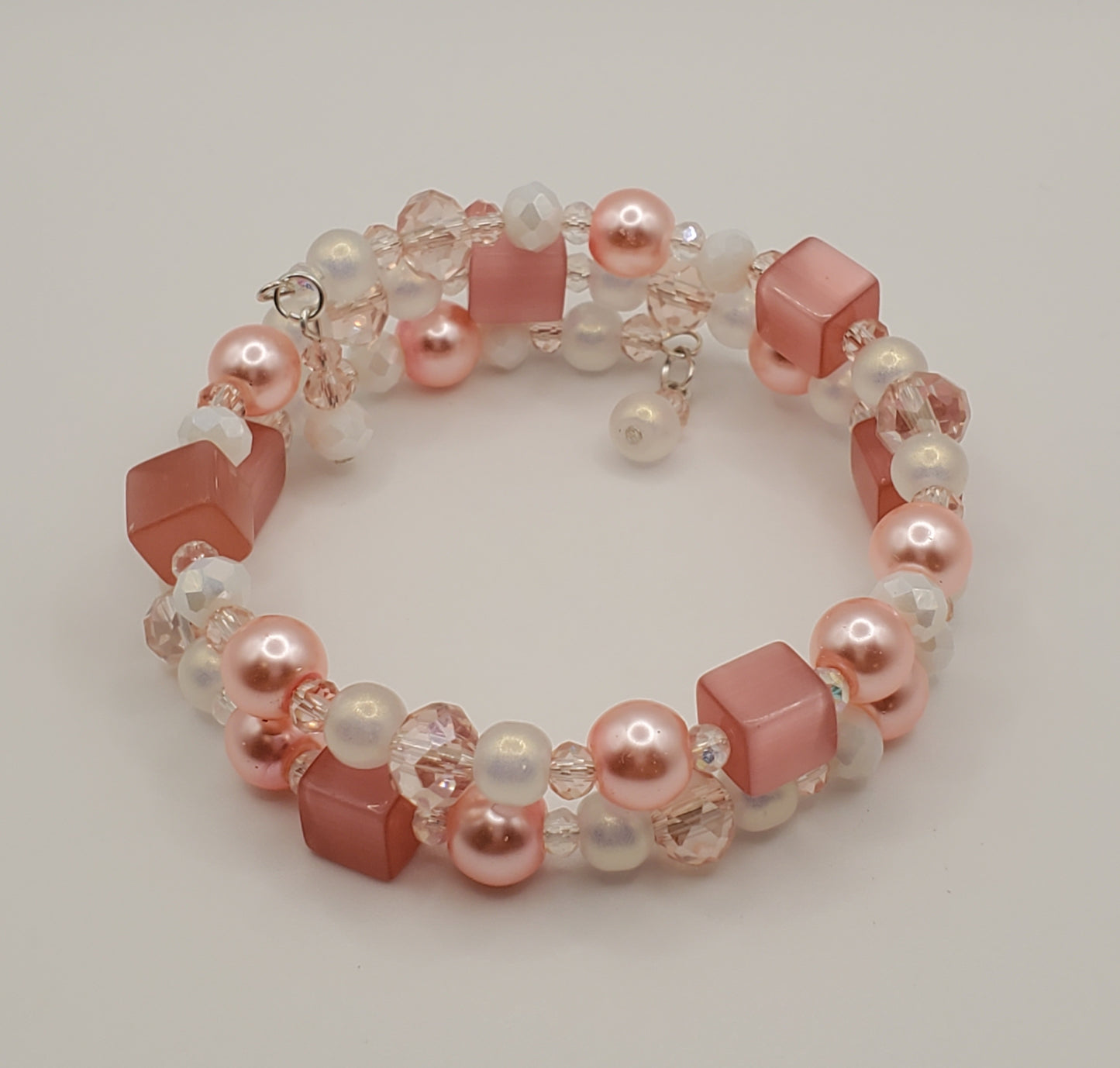 Pretty in Pink Double Wrap Memory Wire Bracelet