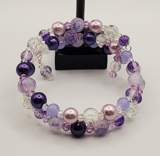 Pleasantly Purple Double Wrap Memory Wire Bracelet