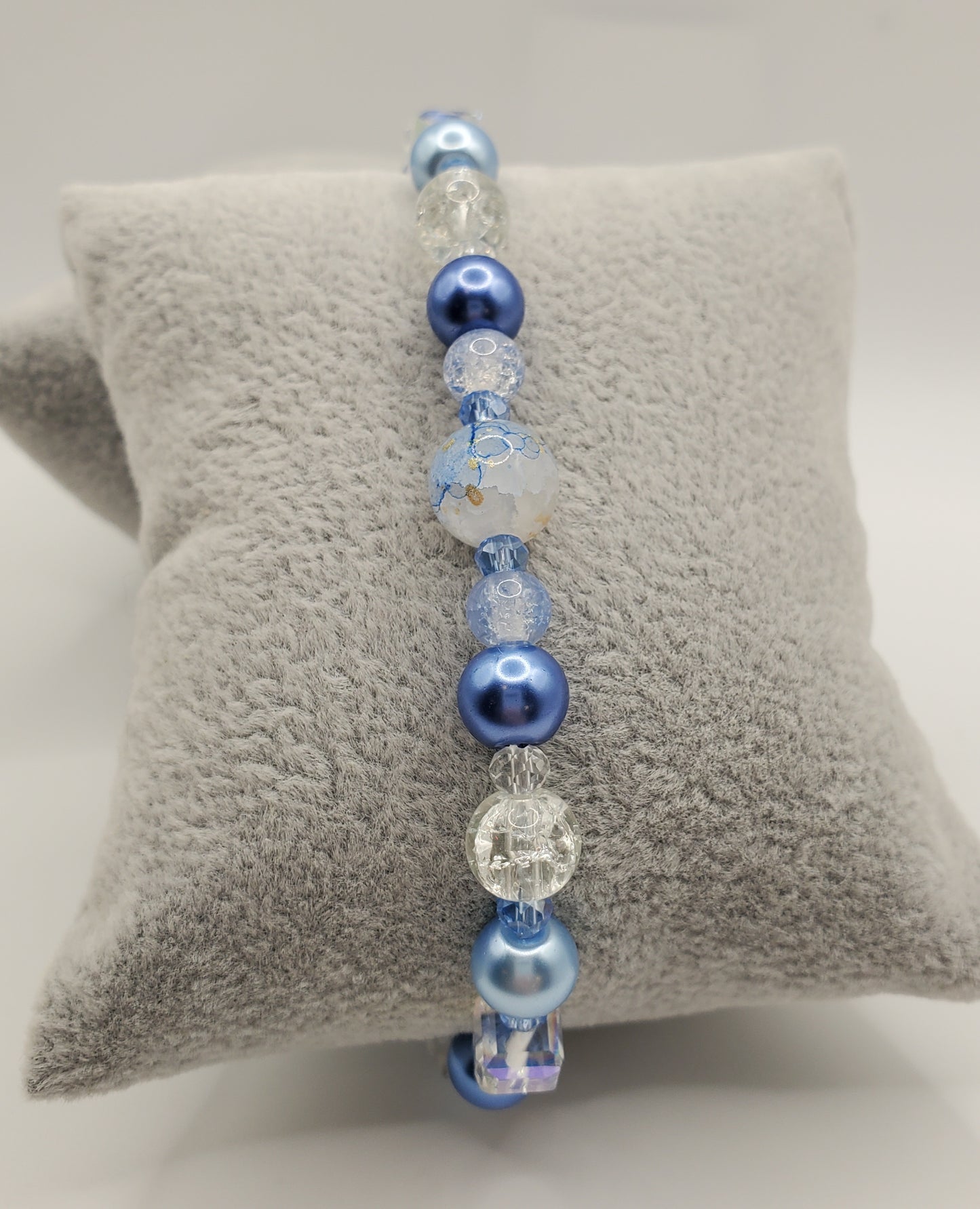 Beyond Blue - Single Layer Glass Bead Stretch Bracelet