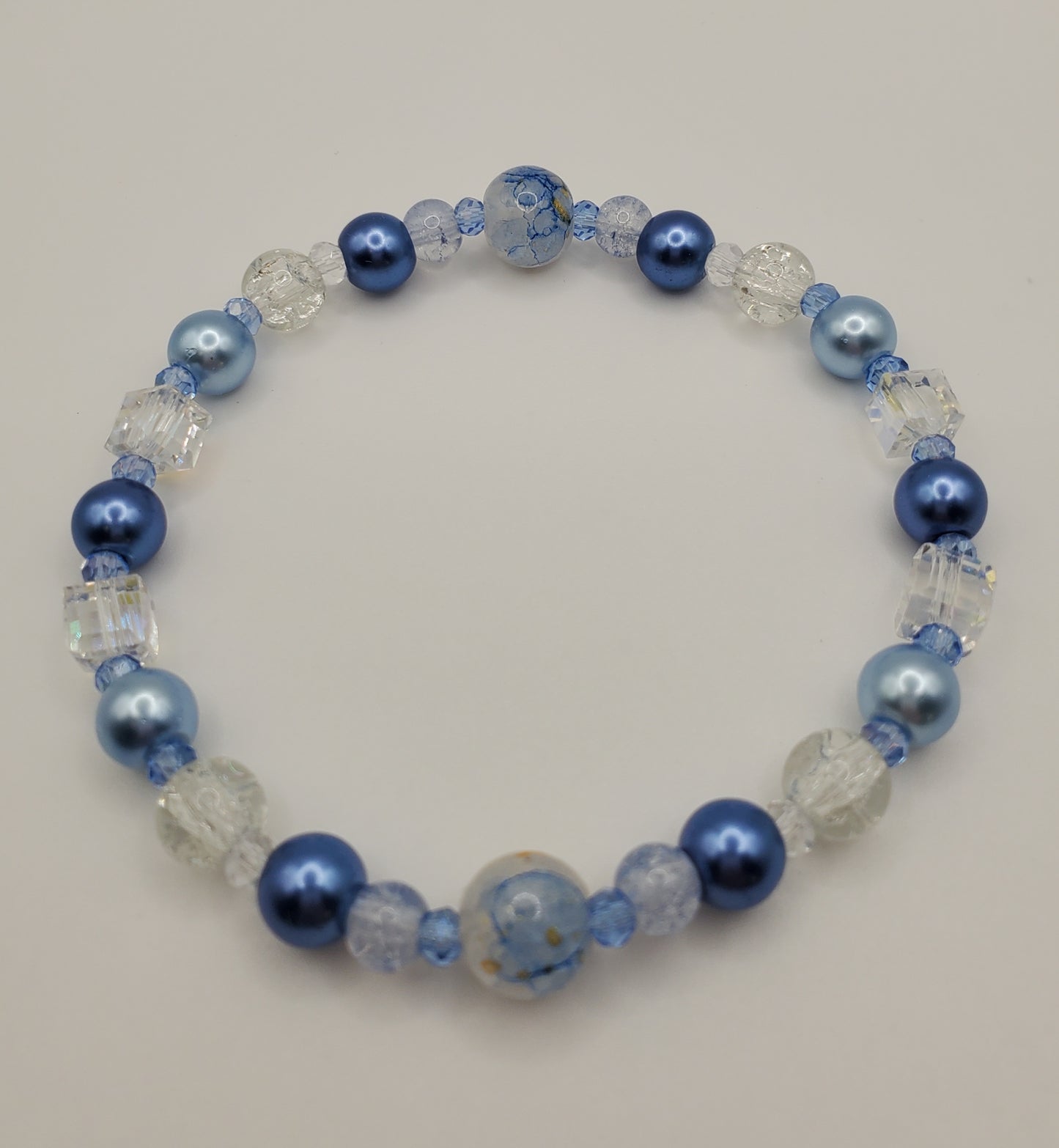 Beyond Blue - Single Layer Glass Bead Stretch Bracelet