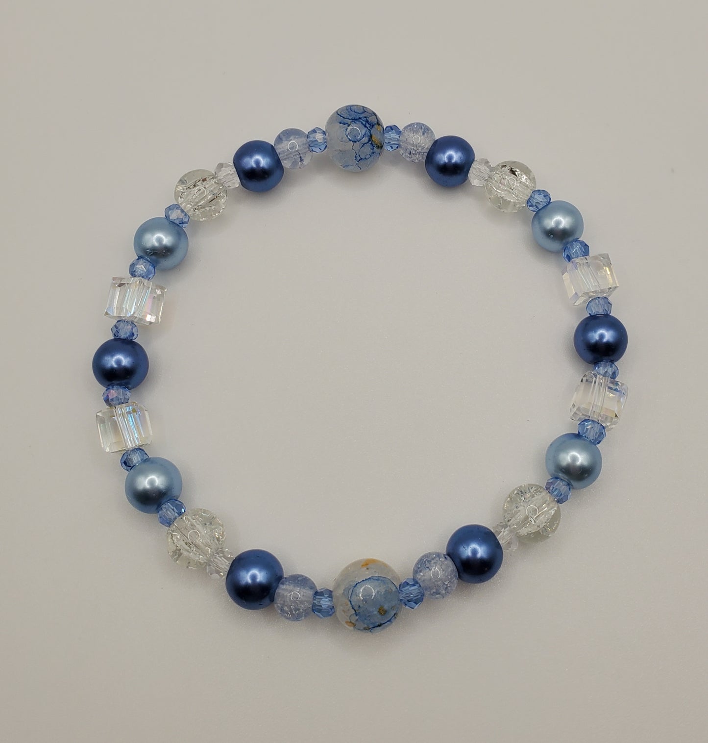 Beyond Blue - Single Layer Glass Bead Stretch Bracelet