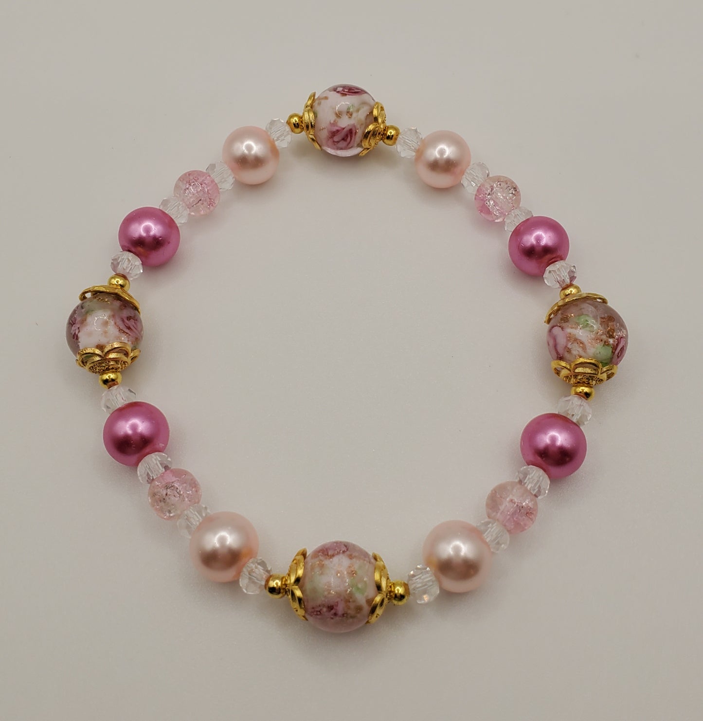 Coming Up Roses - Single Layer Glass Bead Bracelet