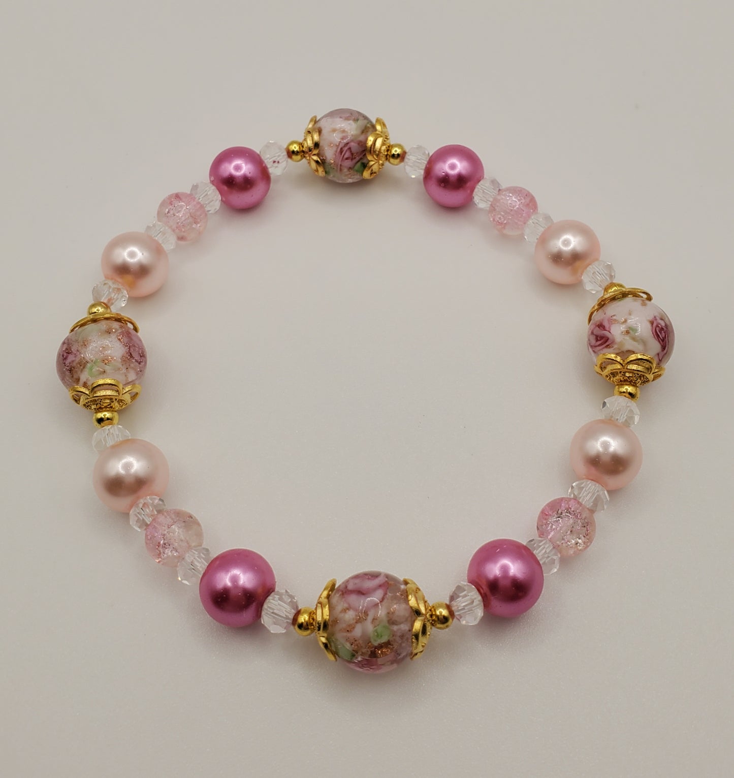 Coming Up Roses - Single Layer Glass Bead Bracelet